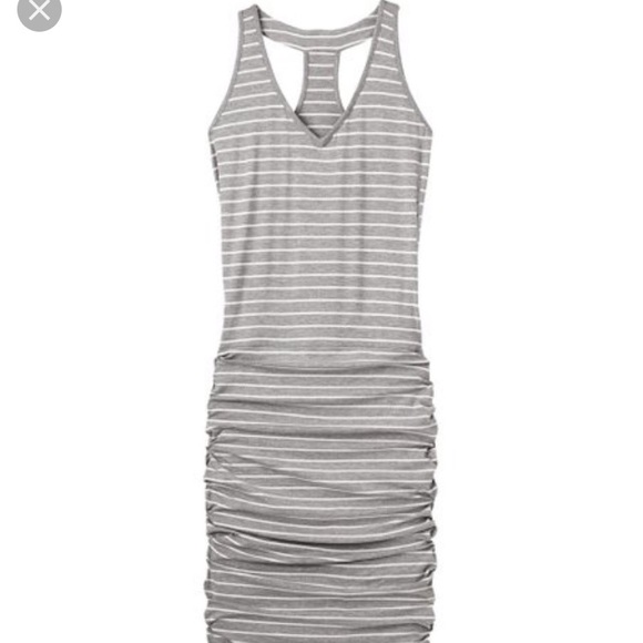 SOLD Athleta Dress Striped Racerback Ruched Tank Dress/SOLD - Picture 2 of 7